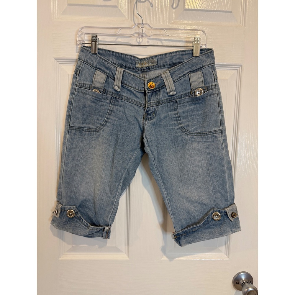 Cielo Jeans Capri Cropped Denim Embellished Pockets Light‎ Wash Size 5